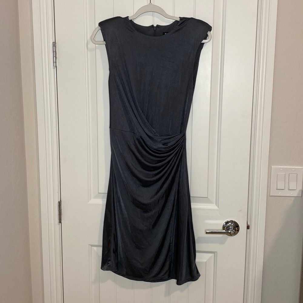 Express wrap style dress with shoulder pads